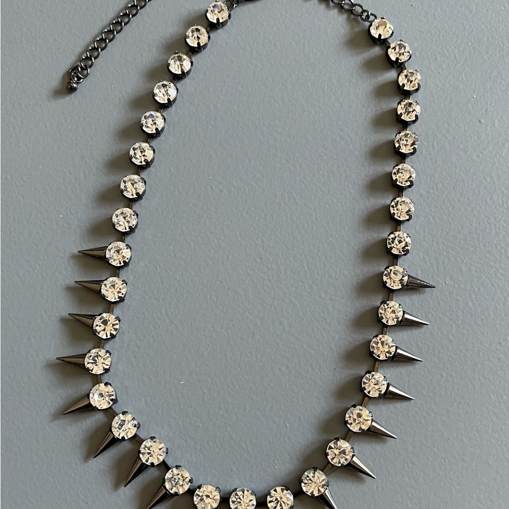 Crystal and Spike metal necklace. New.